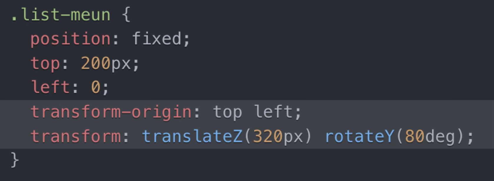 Code example of spatial transform